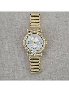 Judith Ripka CZ Mother of Pearl Gold Tone Avignon Bracelet Watch